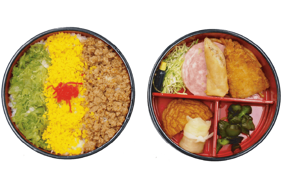 三色弁当の画像